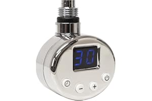 Warmehaus 400w Chrome Thermostatic Digital LCD Heating Element Electric Towel Rail Radiator