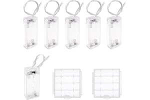 KUOQIY 6 Stücke 2x1.5V AAA Batteriehalter, 3V Batteriehalter Gehäuse mit Kabel EIN/AUS Abdeckung, mit Batteriebox aus Kunststoff, Transparent