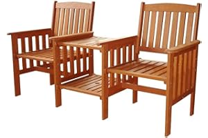PaMeer Wooden Garden Chairs Set of 2 - Garden Love Seat - Garden Table And Bench - Patio Relaxing Rocker Chair - Hardwood Companion Bench With Table - Outdoor loveseat For Garden