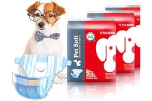 Pet Soft Female Dog Nappies Disposable - 24pcs -Puppy Dog Diaper - Denim Jeans/Cowboy Style - Super Absorbent Pet Puppy Pants - S