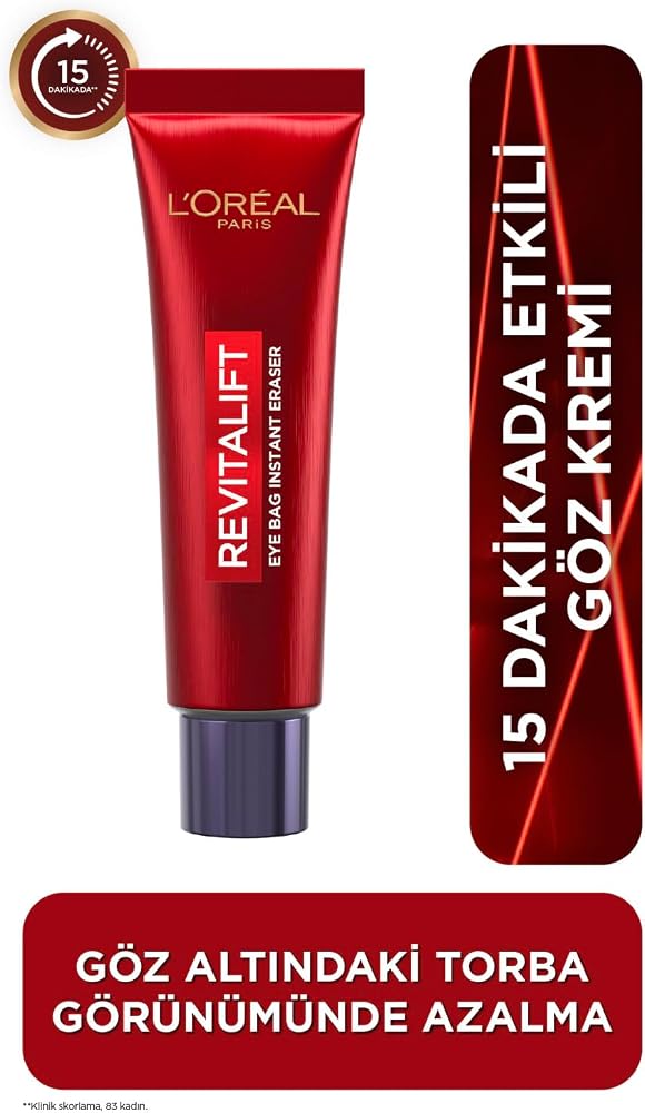 L'OREAL PARIS Revitalift Lazer Eyebag Instant Eraser Göz Altı Torba Görünümüne Karşı Etkili Göz Kremi 15ml