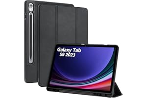 TQQ Custodia per Samsung Galaxy Tab S9 FE/S9 2023 11 Pollici con Cover Leggero Supporto in Pelle PU Case, SM-X710 (Wi-Fi)/SM-X716B (5G Global)/SM-X718U, Visualizzazione Multi-Angolo Nero