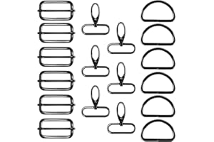 Lyivisk 18 Stück Taschenzubehör zum Nähen, D Ringe 40mm, Leiterschnallen und Karabinerhaken mit Drehgelenk, Metall-Set für DIY Handtaschen, Hundegeschirr und Schlüsselanhänger