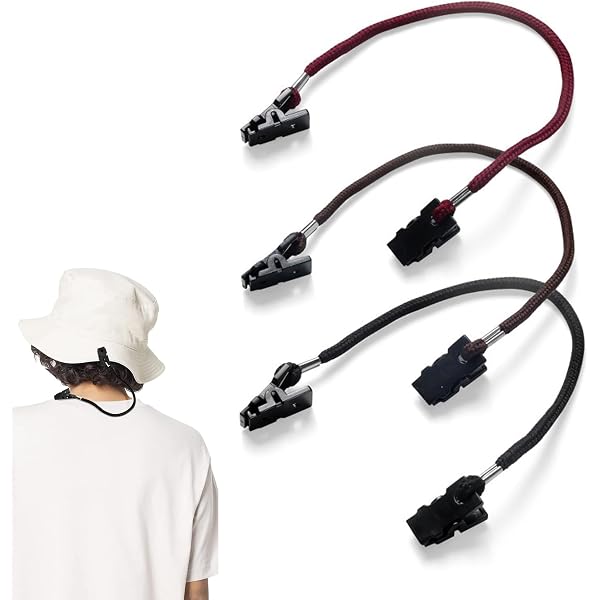 3 Clips De Sangle Pour Chapeau – Réglables, Coupe-vent, Pour Pêche, Voile, Kayak Et Rando (noir/blanc/bleu)