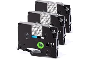 MarkField Compatible TZe-131 Clear Label Tape Replacement for Brother Label Printer Tape TZ TZe131 12mm Transparent Laminated for PT-1000 H105 H107 H101C H110 H200 D200 E110 GL-105, 3-Pack