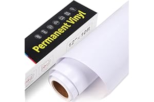 ASTONATICK Vinile Adesivo Permanente con Supporto - 30,5x305cm Rotolo di Vinile Permanente, Vinile Permanente Impermeabile per Cricut, Silhouette Cameo, Altri Plotter da Taglio (Bianco Lucido)