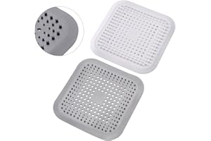 Alyvisun 2Pcs Silicona Atrapa Pelos Ducha con Ventosa, Filtro de Cabello Protector de Drenaje Plegable, Coladores de Desagüe de Fregadero para Baño, Bañera, Ccocina (Gris Claro + Blanco Marfil)