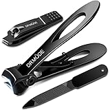 Nail Clippers - DRMODE 15mm Wide Jaw Opening Stainless Steel Fingernail and Toenail Clippers for Thick Nail with Nail File, S