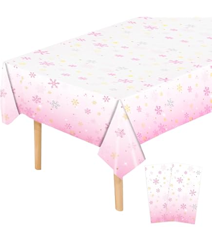 2 Tovaglie In Plastica Con Fiocco Rosa 137x215 Cm - Usa E Getta, Impermeabili, Per Compleanni, Addio Al Nubilato E Baby Shower - 3