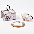 PYEBE Floral Tea Cups and Saucers, 220ml with Flower Trim and Gift Box, Coffee Cups, Floral Tea Cup Set, British Tea Cups, Porcelain Tea Set, Tea Sets for Women (Pet)