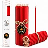 Petekoğlu Balmumu Mum Dilek Mumu Doğal Petek İnce Uzun Parti Nişan D&uuml;ğ&uuml;n Rit&uuml;el Doğum G&uuml;n&uuml; Mum 15 Adet Beeswax Candle (Kırmız