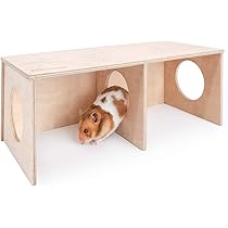 Niteangel Hamster Play Houten Platform & Multi-Chamber Serie Doolhof Hek voor Dwerg Syrische Hamsters Gerbils Muizen Degus of Andere Kleine Huisdieren (voor 2 Kamers Hideout-Large