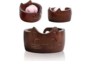 Holzsammlung Ciotola di Filato di Legno, Portatile Ciotola per Maglieria, Supporto per Ciotola per Maglieria, Fatto a Mano Legno Filato Titolare per Uncinetto, Decorazioni per Casa, 17 x 10 cm