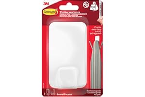 Command Gancho, Blanco, Extragrande XL para Objetos Pesados, 1 Gancho + 3 Tiras Adhesivas, para Interiores y Otros Artículos de Hasta 6,8 kg, sin Clavos, sin Agujeros, sin Taladrar