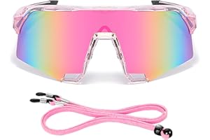 FOSDICK Lunette De Vitesse, Lunette Vitesse De Sport pour Femme Homme, Road Bike Glasses pour Velo Cyclisme Moto Conduite Baseball Alpinisme Running Pêche UV400 Protection, Rose