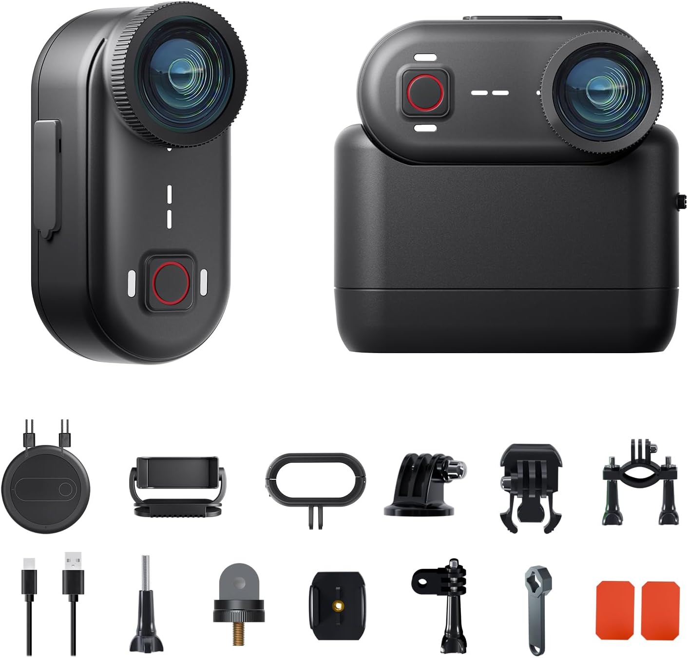 Apexcam K80 Pequeña Cámara Deportiva con 64G 4k WiFi Portable Vlogging Cámara con EIS 10M Impermeable Cámara Acuática con Grabación en Bucle y 1300mAh Expansion Module
