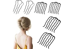 KINDOYO 4 Pcs Hair Fork Clip - Metal U Shape Hair Bun Pins Black Vintage Hair Side Combs Hair Pin Stick French Twist Pins for Women Girls