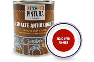 RC ocio Pintura antioxidante exterior para metal minio Pinturas esmalte antioxido para galvanizado, hierro, forja, barandilla, chapa para interiores y exteriores - Lata 750ml(Rojo Vivo)
