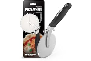 Microplane Professional XL Pizza‑Cutter Wheel mit Teig‑Docker | Extra‑scharfes Edelstahl‑Rad 10 cm Profi-Pizzaschneider | Rutschfester Soft‑Grip | Für Pizza, Quiches & Gebäck | Spülmaschinen‑geeignet