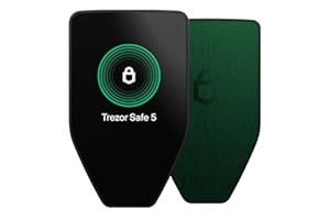 Trezor Safe 5 - Monedero Físico de Criptomonedas con Elemento Seguro y Frase de Contraseña, Táctil LCD en Color, Haptic Feedback, Seguridad de Bitcoin, Admite Miles de Monedas y Fichas (Green Beryl)