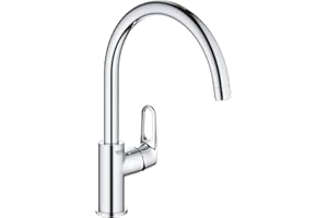 GROHE Start Flow 31555001 - Rubinetto Miscelatore monocomando per lavello (monoforo, beccuccio alto con mousseur), cromato