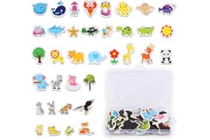 Zulbceo Zestaw 36 magnesów na lodówkę, piękne zwierzęta, magnesy na lodówkę, dekoracyjne magnesy, zwierzęta, zabawki, tablica, zajęcia przedszkolne, zdjęcia, piękne dekoracyjne magnesy dla dzieci