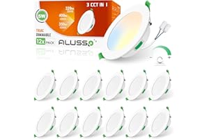 ‎ALUSSO ALUSSO LED Einbaustrahler 230V, 5W 400 Lumen Dimmbar LED Spots 230V Deckenspots, Warmweiß 3000K Neutralweiß 4000K Kaltweiß 6500K, Einbauleuchten Einbauspots Spotlight IP44 für Badezimmer, 12er Set