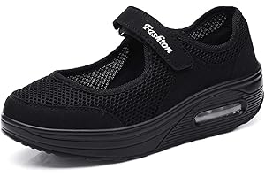 TT Global Femme Mailles Chaussures de Fitness Baskets Mode Compensées Mary Janes Sandales Marche Baskets Plateforme pour Femme Espadrilles Chaussures de Sport Eté