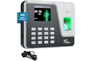NGTeco Control Horario Empleados de Pequeñas Empresas en España, sin Necesidad de Conexión a Internet, con Función de Cálculo Automático, Reloj de Fichar con Huella AS10 (sin cuota mensual)