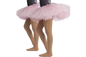 CALZITALY PACK 1/2 Collants de Danse Fille avec Pied | Rose, Beige, Blanc, Noir | 4-14 ans | 40 DEN | Fabriqué en Italie