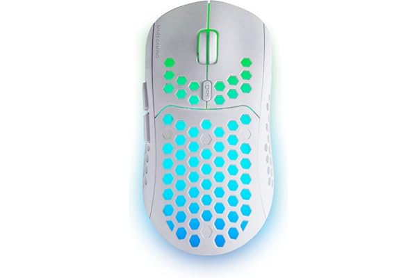 Mars Gaming MMW3, Ratón Gaming Inalámbrico Ultraligero Hive, RGB Flow, Sensor 3200 dpi, Switches Mecánicos HUANO, Batería Recargable, 2.4G USB, Blanco