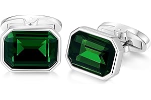 HONEY BEAR Gemelli con Zircone Verde Cristallo Ottagonale Rame per Uomo Camicia Business Regalo di Matrimonio