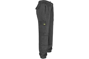 SITE KING Mens Cargo Combat Work Tracksuit Jogging Bottoms with Knee Pad Pockets Fleece Pants