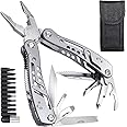 VYAKAT 24 in 1 Multitool Pliers,Stainless Steel Multitool 11 Screwdriver bits with Built-in Pocket Clip Nylon Sheath Safety Locking Toolset for Outdoor,Camping,Repairing,DIY,Gifts for Him