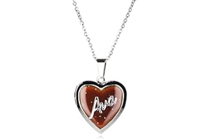 A to C Girls Personalised Name Heart Shaped Mood Locket Pendant Kids Necklace