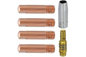 QAQGEAR 6 Pezzi MB15 15AK Punta di Contatto 0,8 mm M6 Supporto per Punte Diffusore e Tazza di Protezione per Torcia di Saldatura MB15 15AK Mig