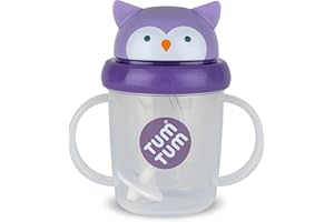 TUM TUM Tippy Up Free Flow Sippy Cup (No Valve), Sippy Cup for Toddlers, 200ml, BPA Free (Olivia Owl S3)