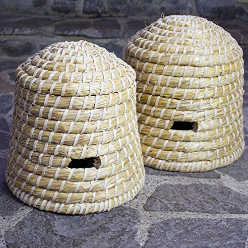 SIDCO ® Bienenkorb 30 cm hoch Einfluglöcher geflochten Stroh Korb Bienenstock - 4