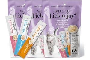 Pet-Interest Love in Action Wellfed Lick N'Joy Friandises pour Chat – Super Premium – Riche en prébiotiques (Paquet combiné (12 x 14 g) 168 g (Lot de 3) 504 g