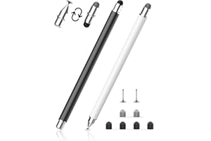 MEKO Penna Touchscreen Magnetico 3 in 1 Penna per Tablet con Punte in Fibra, Gomma e Disco, compatibile con tablet/telefoni come iPhone/iPad/Samsung/Huawei/Xiaomi/Surface/Chromebook - Nero+Bianco