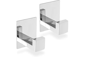 ECENCE Ganci Adesivi 2x, Appendi asciugamani cromo portasciugamani in Acciaio Inox, Gancio autoadesivo, Gancial per abiti da attaccare al muro