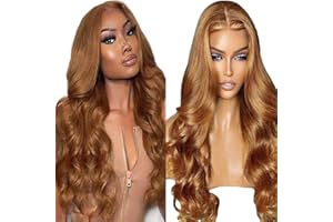 Lakaisa Body Wave Human Hair Wig Lace Frontal Parrucche Donna Capelli Veri Glueless Wear and Go Grade 8 A 100% Brazilian Remy Hair 4X1 HD Lace #30 Brown Color Hair No Smell for Women 16 Inch