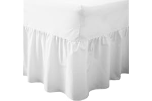 BEDWAY – 68 Pick Polycotton – VALANCE SHEET – 20cm (8”) BOX + 35cm (14”) FRILL - Plain Dyed Polycotton Fitted Valance Sheets Machine Washable (Double, White)