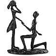 Sziqiqi Iron Propose Marriage Figurines for Table - Vintage Metal Couple Statue Black Sweet Romantic Sculptures Ornament 6 Years Iron for Her Women Girlfriend Bride Couples Lovers