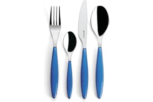 Guzzini - Feeling, Set 24 Posate Colorate - Blu Mediterraneo, 15,8 x 7,5 x h25,5 cm - 23000076