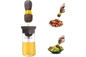 TINMIX Flacon distributeur d'huile avec brosse pour barbecue, récipient de stockage d'huile et pinceau à badigeonner en silicone pour cuisine, barbecue, grillades, pâtisserie et cuisine (OB21Smarron)