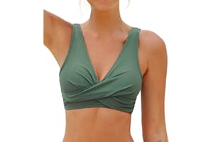 CUPSHE Damski strój kąpielowy bikini Top Wrap Self Tie kostium kąpielowy ze stałymi szerokimi paskami
