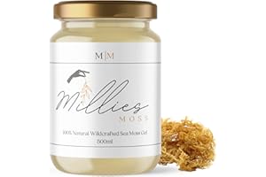 MORG Organic Caribbean Sea Moss Gel Wildcrafted Ethically Sourced Dr Sebi Approved Irish Moss Vegan Friendly Freshly Made by Millies Moss (Golden, 500ML)
