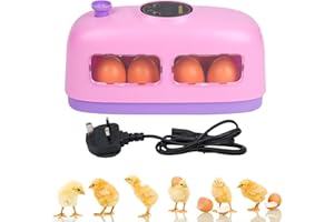 MUYIRTED 8 Egg Incubators For Hatching Eggs Digital Temperature Controlled Egg Incubator with Led Lighting, Poultry Hatcher for Quail Pigeon Chicks (UK Plug) (Purple pink)