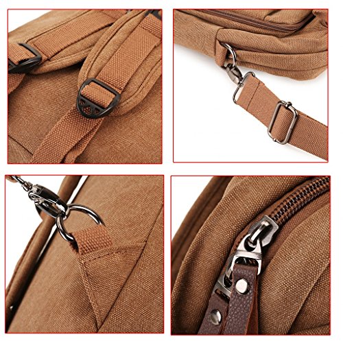 HongyuTing Vintage Canvas Laptop (14 Zoll) Rucksack Business Aktenkoffer College School Rucksack / Umhängetasche - 5